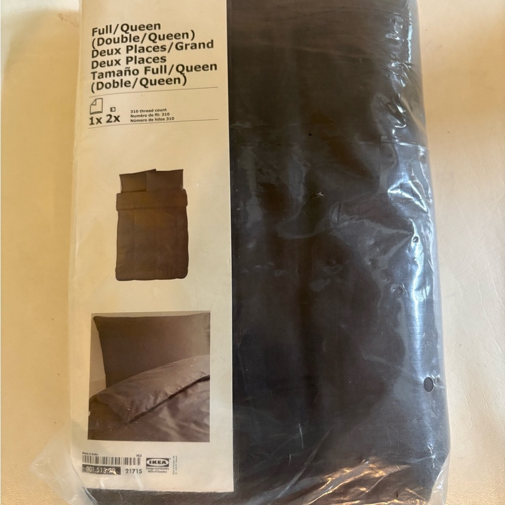 NIB IKEA Gaspa Full/Queen Grey Duvet Cover Set w 2 Pillowcases- Discontinued.